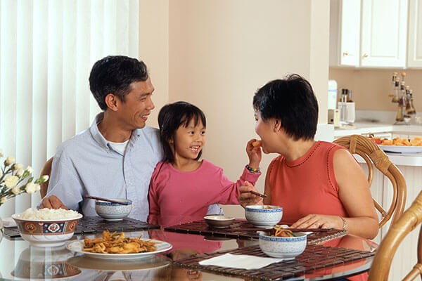 Family at dinner table