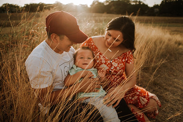 Family in a field