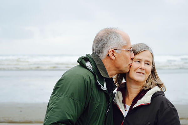 Elderly couple at the beach